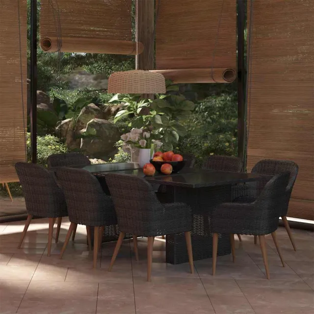 vidaXL 9-delige Tuinset poly rattan zwart, foto 2