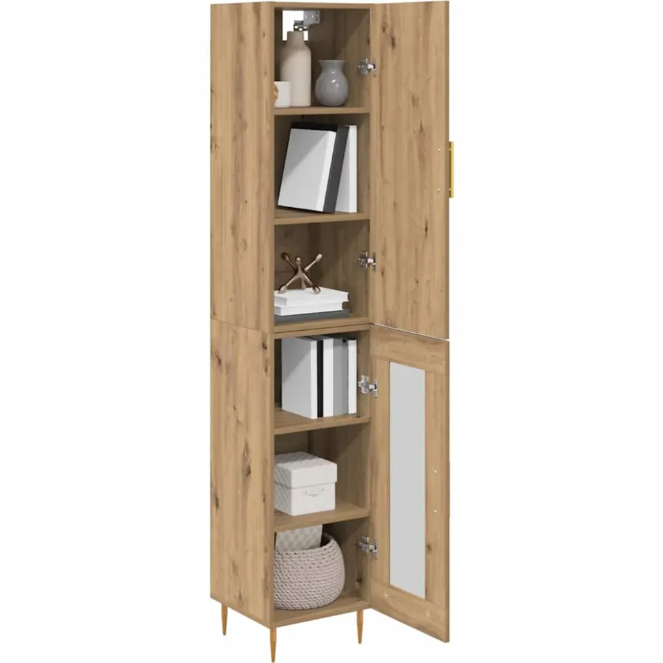 vidaXL Hoge kast 2 st Artisan Eiken 34,5 x 34 x 180 cm Bewerkt hout Bruin