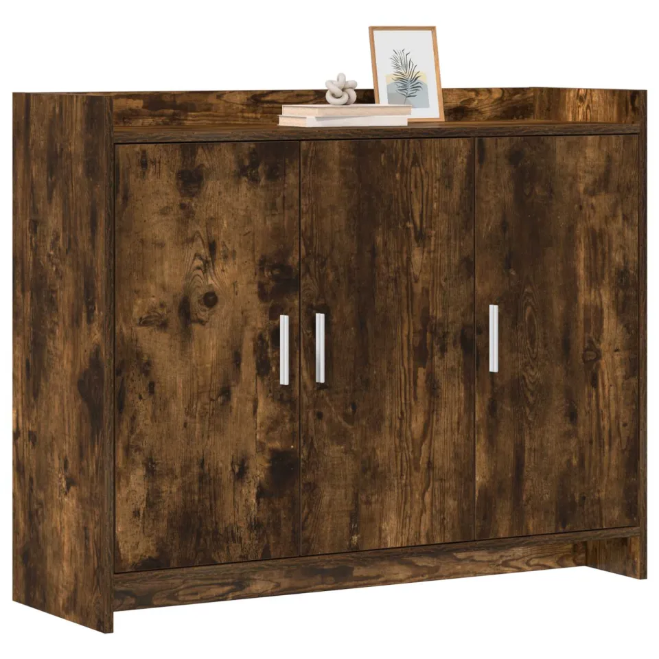 vidaXL Dressoir Gerookt eiken 98,5 x 33 x 80 cm Bewerkt hout, foto 3
