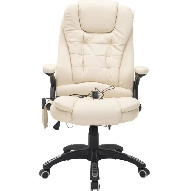 Homcom Bureaustoel, Massage- Chef-burostoel - Warmte en massage functie - Creme
