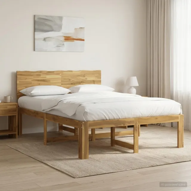 vidaXL Tweepersoonsbed met hoofdeinde ROSTOCK Witgewassen 120 x 190 cm Bruin