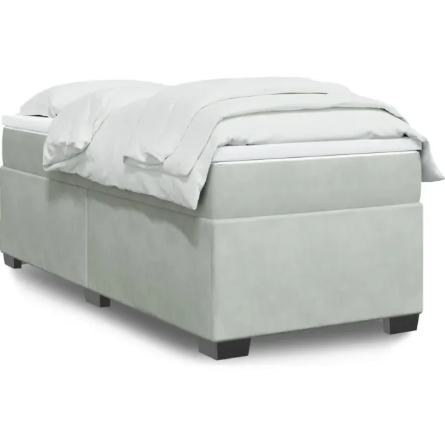 vidaXL Boxspring met matras fluweel lichtgrijs 90x200 cm grijs