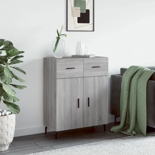 vidaXL Dressoir 69,5x34x90 cm bewerkt hout grijs sonoma eikenkleurig, foto 2