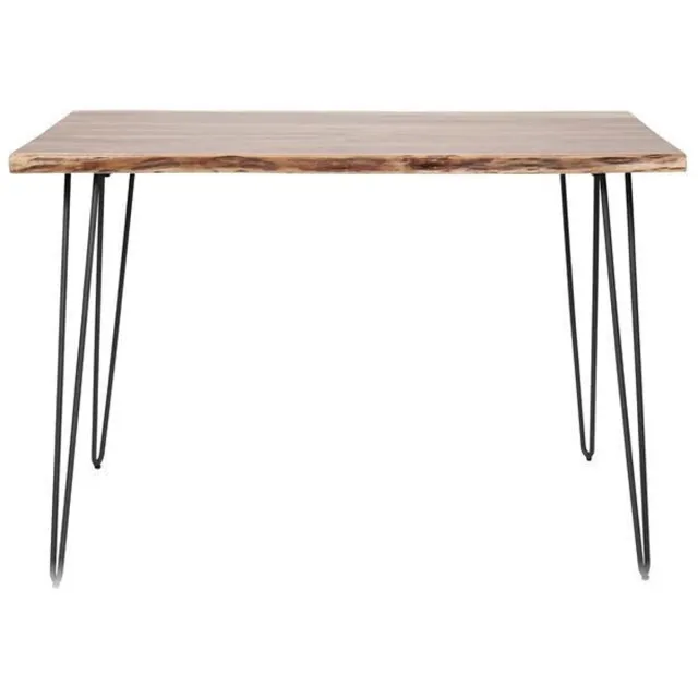 Industrieel In Huis Houten Bartafel Boomstam (130cm) - Massief Acacia Houten Hoge Eettafel met Live-Edge en Boomstam Look - Hoge Tafel Voor 4 Personen met Massief Houten Tafelblad en Natuurlijke Uitstraling (130x70x92) Bruin