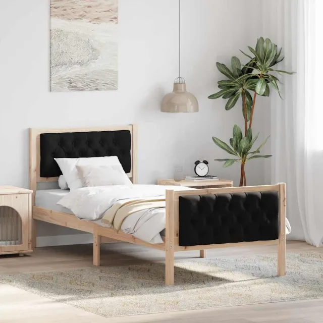 vidaXL Bedframe Zwart 75 x 190 cm Massief grenenhout Bruin