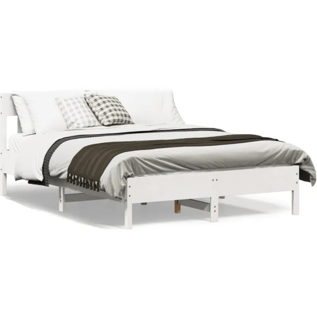 vidaXL Bedframe zonder matras massief grenenhout wit 135x190 cm