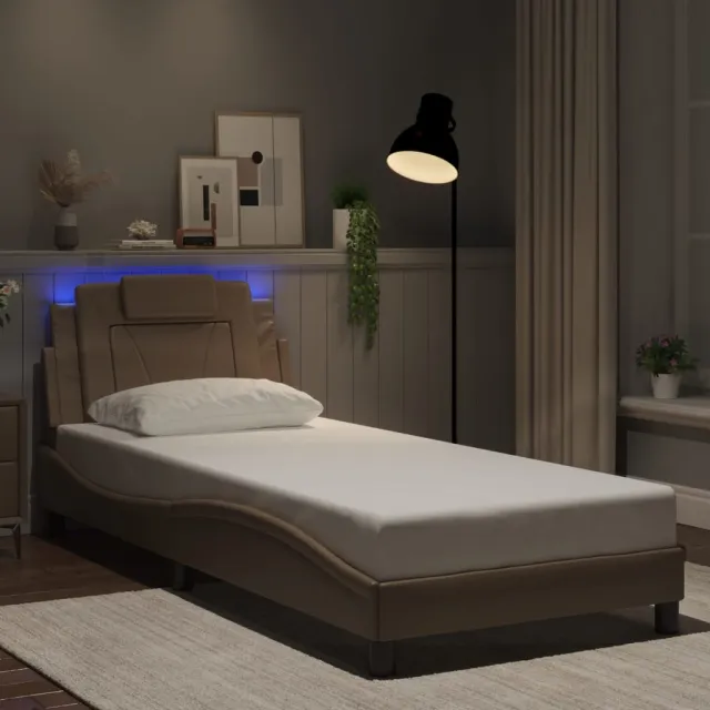 vidaXL Bedframe "Viana" met LED zonder matras cappuccino 90x200 cm Bruin