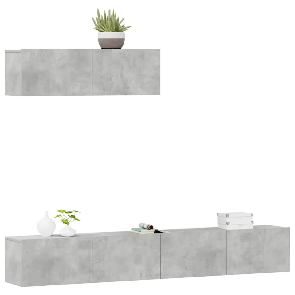 vidaXL 3-delige Tv-meubelset bewerkt hout betongrijs
