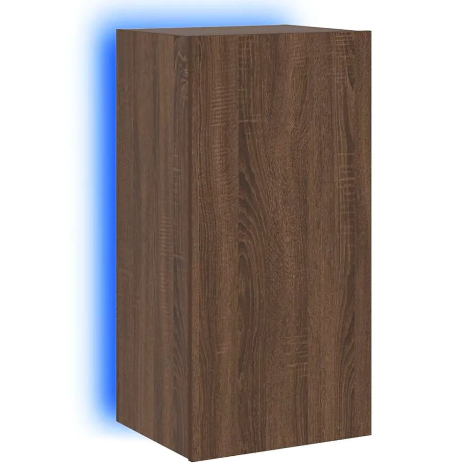 vidaXL Tv-wandmeubel met LED-verlichting 40,5x35x80 cm bruineikenkleur