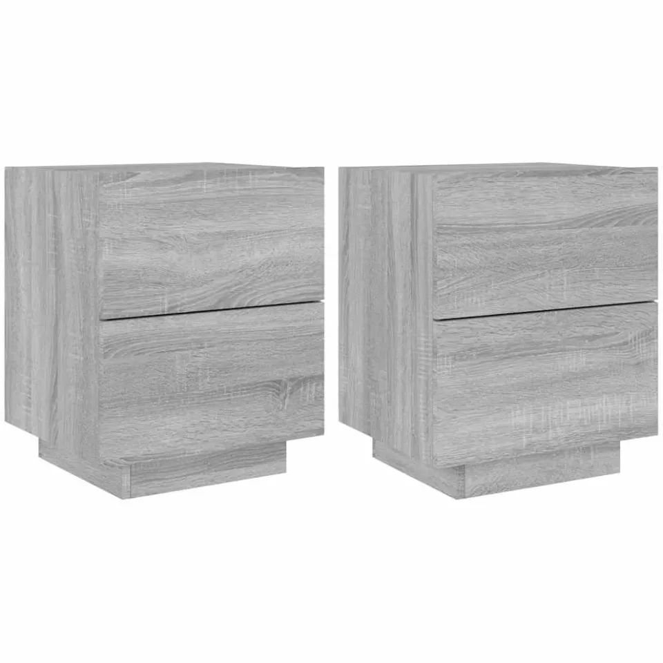 vidaXL Nachtkastjes met LED-verlichting 2 st bewerkt hout grijs sonoma