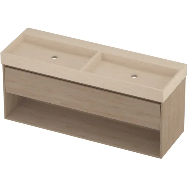 Proline Evoli Badmeubelset Hardsteen Loft 140x46x62 cm Sand Stone Ideal Oak Eiken