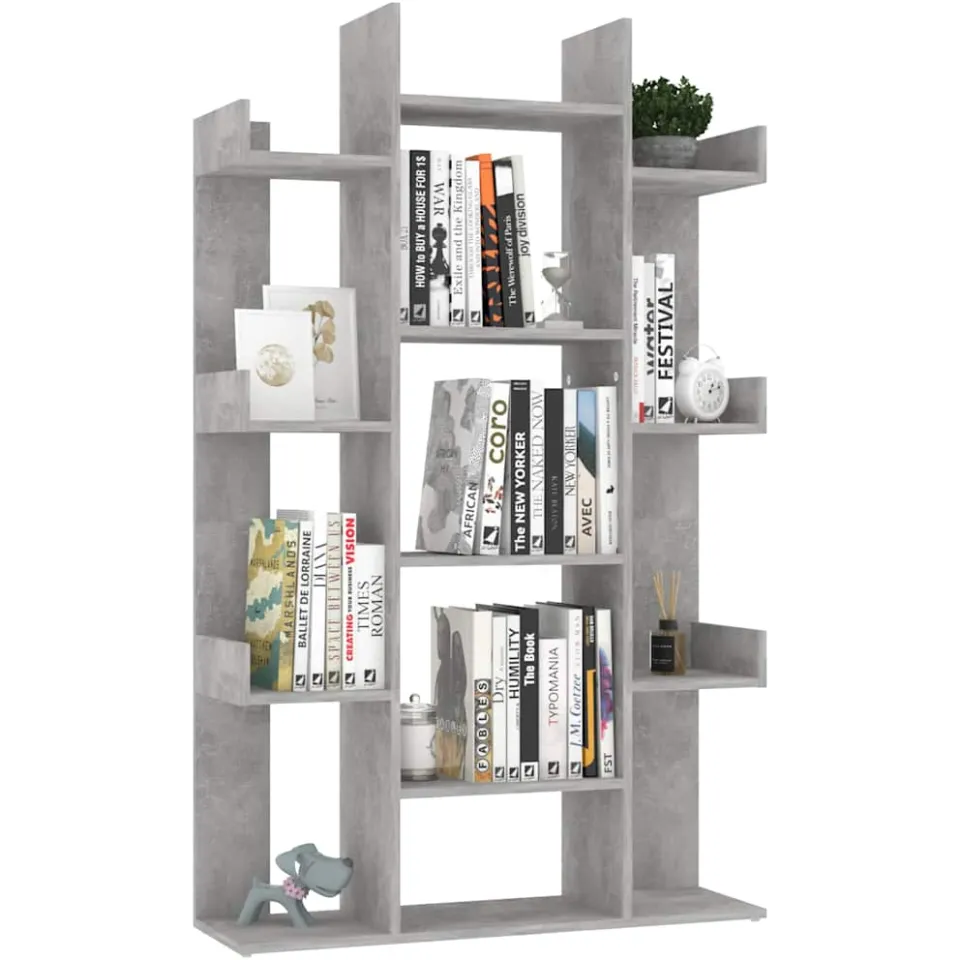vidaXL Boekenkast 86x25,5x140 cm bewerkt hout betongrijs