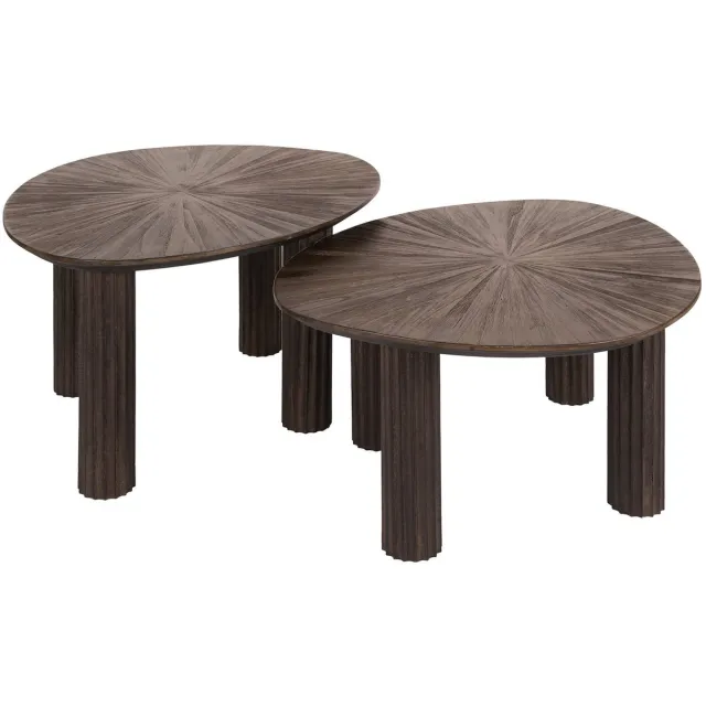 Giga Living Giga Meubel Salontafel Maya - Donkerbruin Hout - Set van 2 - 60x50x43cm