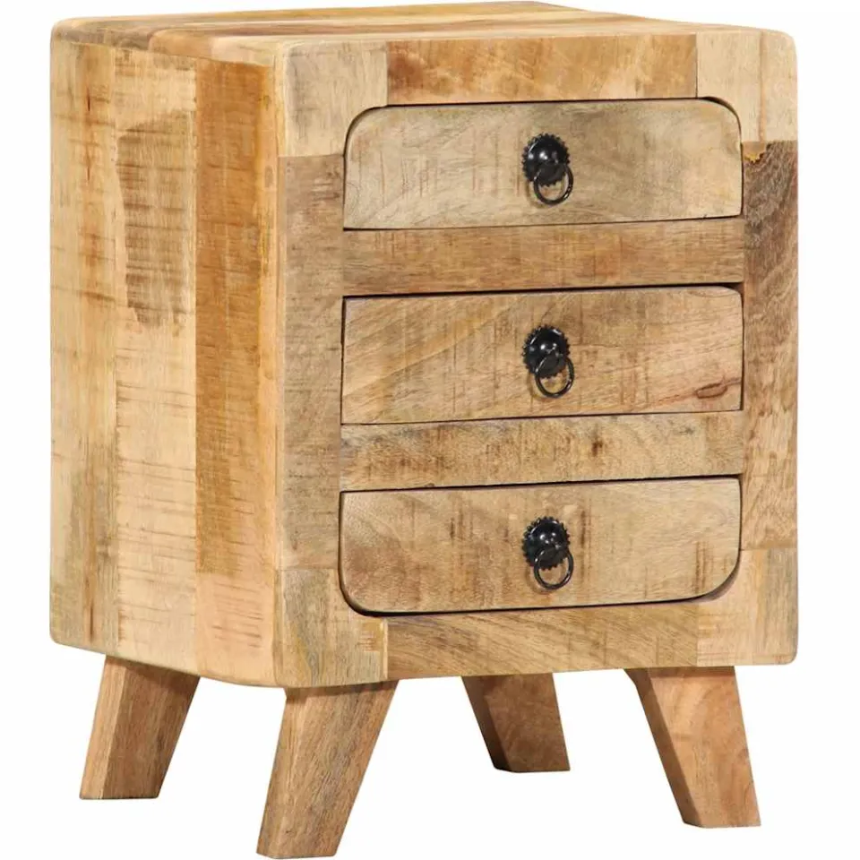 vidaXL Nachtkastje 2 st 37x32x50 cm massief hout ruw mangohout bruin, foto 4
