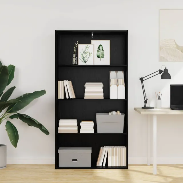 vidaXL Vrijstaande Boekenkast 80 x 30 x 152 cm Bewerkt hout zwart, foto 2