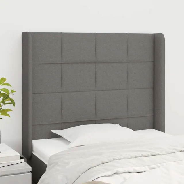 vidaXL Hoofdbord met randen 103x16x118/128 cm stof donkergrijs grijs