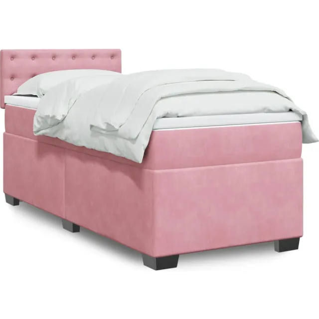vidaXL Boxspring met matras fluweel roze 100x200 cm