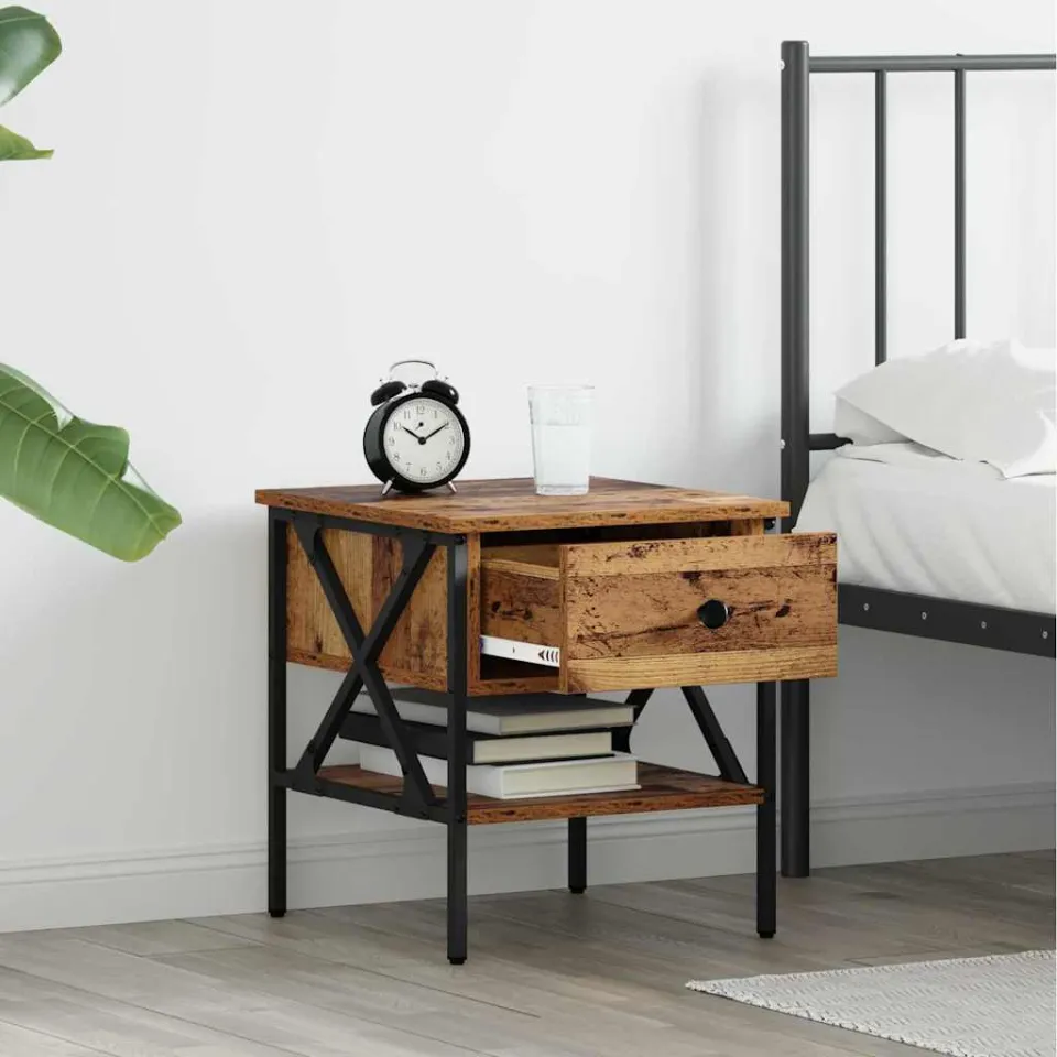 vidaXL Nachtkastje 2 st Oud hout 40 x 42 x 45 cm bruin, foto 4