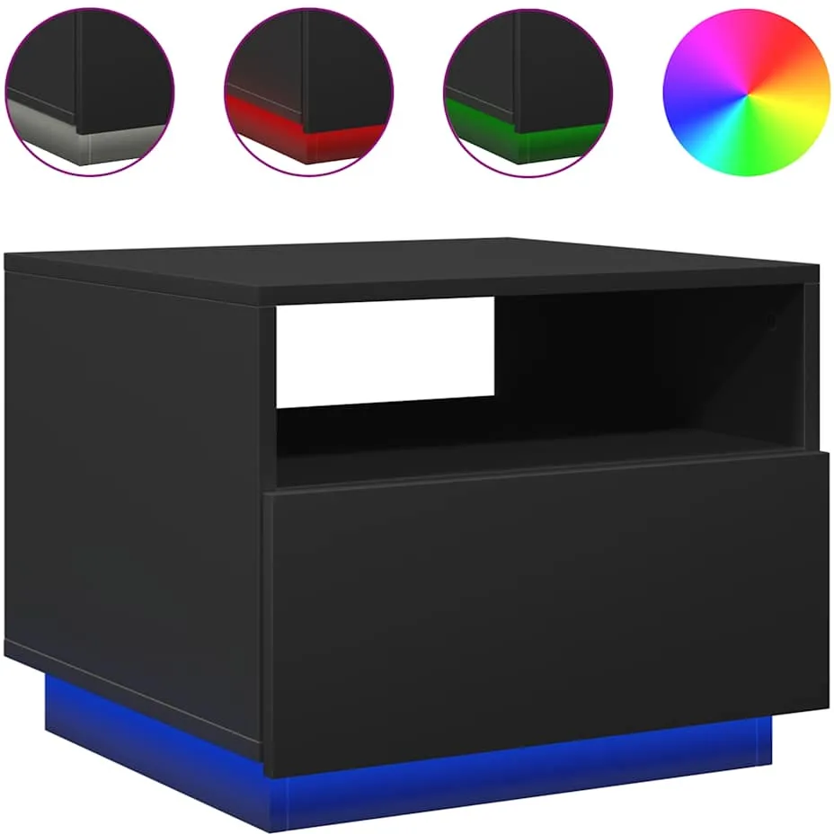 vidaXL Salontafel met LED-verlichting 50x49x40 cm zwart, foto 3