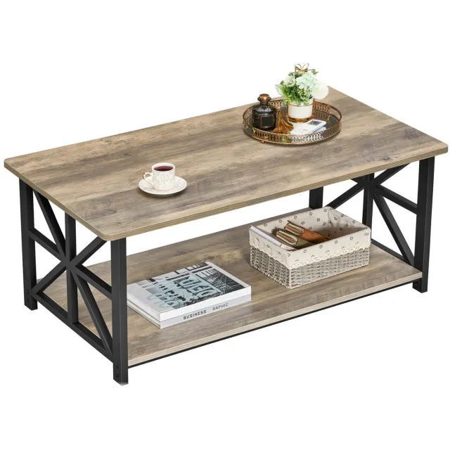 Duraxl Salontafel - 100 x 52 x 47,5 cm - 2-laags - Grijs