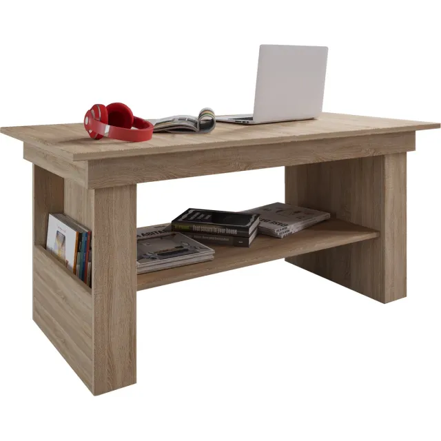 Vcm Houten bijzettafel Salontafel Sofa-tafel Woonkamertafel Salontafel Kobila Honing eik