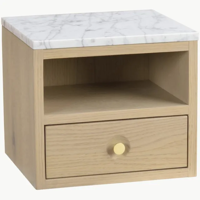 Rowico Home Wandnachtkastje Whitmore met marmeren blad Wit