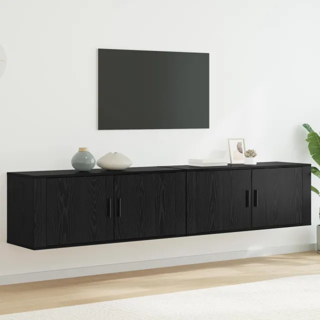 vidaXL Wandtv-kast Set 2 st 100 x 34,5 x 40 cm Zwart Eiken