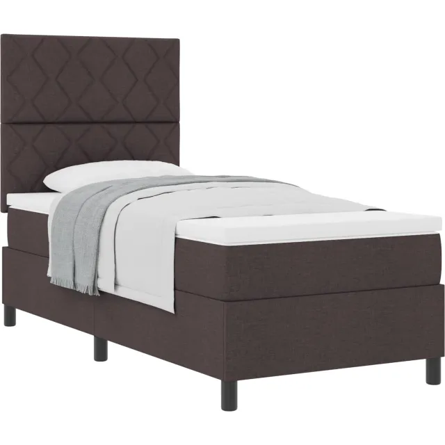 vidaXL Boxspringbed met hoofdeinde Donkerbruin 100 x 200 cm Stof
