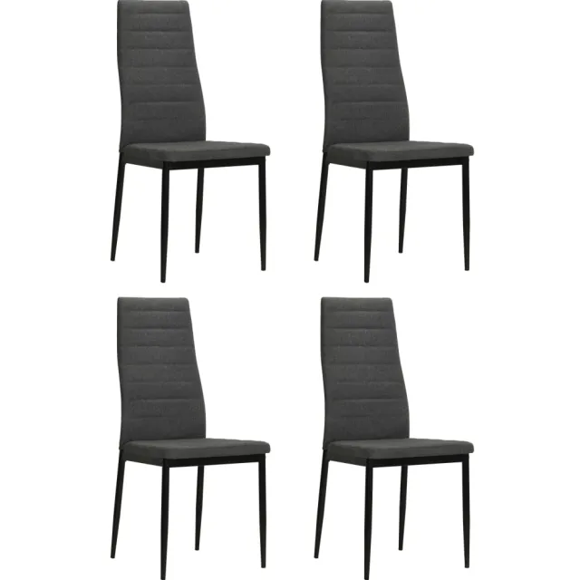 vidaXL Eetkamerstoelen 4 st stof donkergrijs