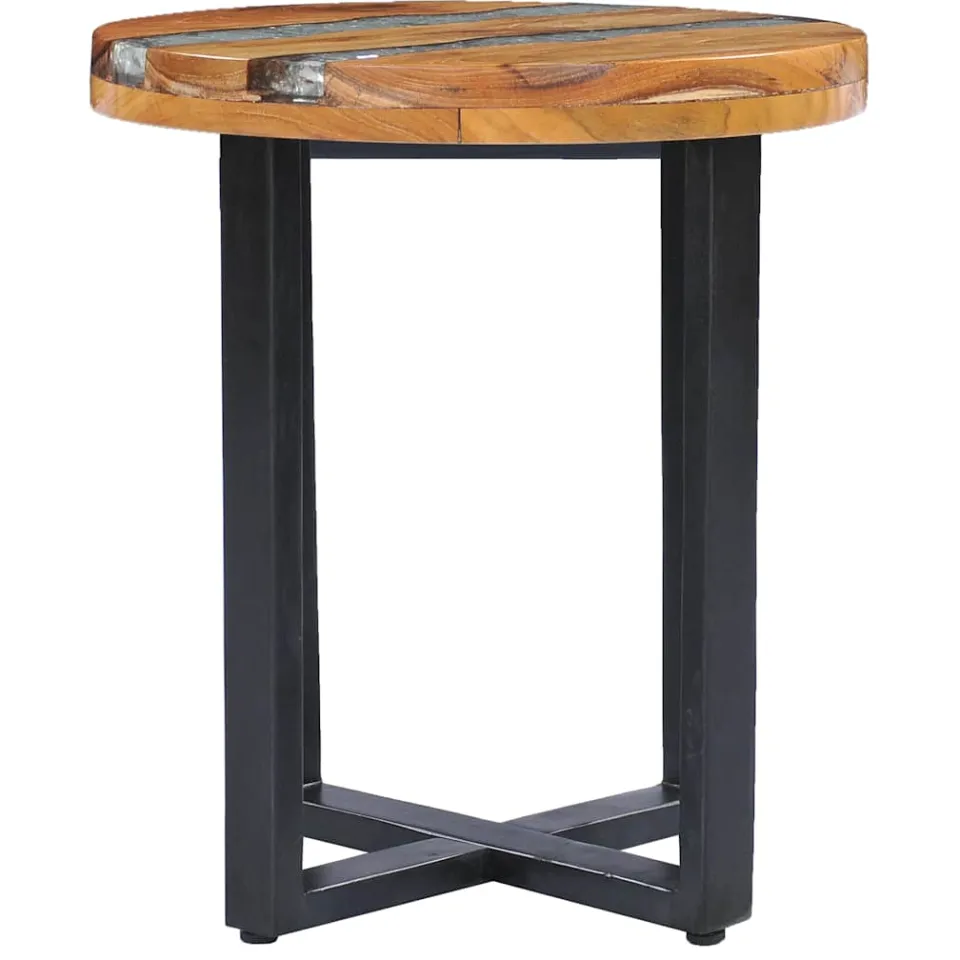 vidaXL Salontafel 40x45 cm massief teakhout en polyresin meerkleurig, foto 4