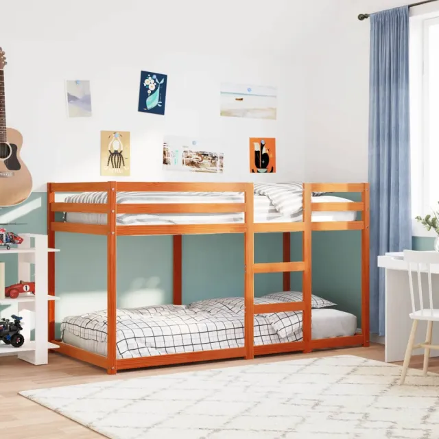 vidaXL Stapelbed massief grenenhout wasbruin 90x190 cm