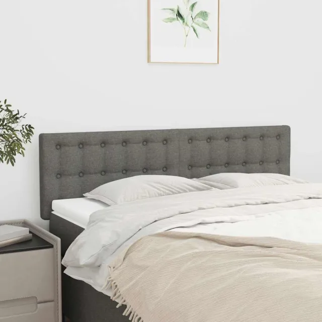 vidaXL Hoofdborden 144x5x78/88 cm stof donkergrijs grijs