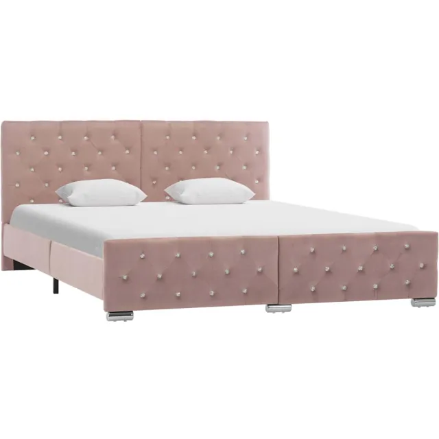 vidaXL Bedframe fluweel roze 160x200 cm