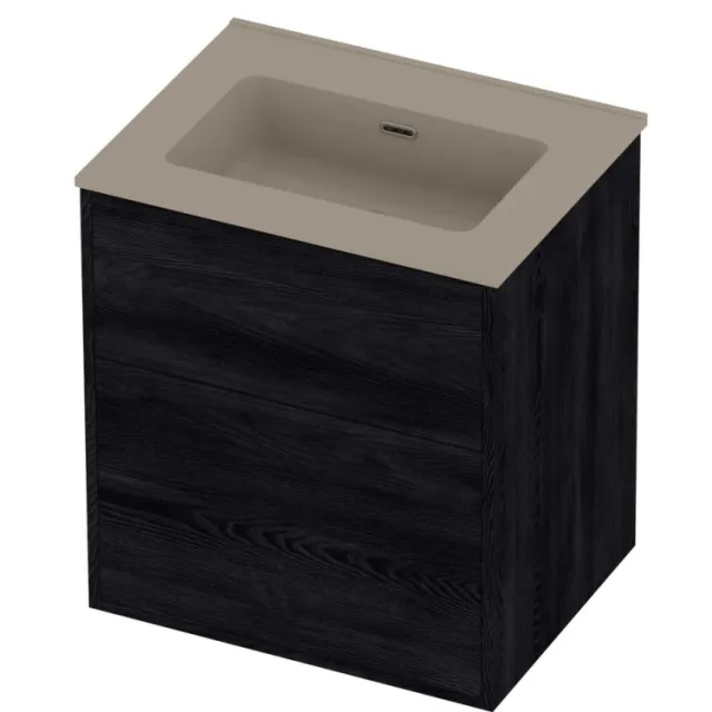 Proline Tribute Badmeubelset Porselein Elegant In Kader 60x46x67 cm Mat Crème Cotton Black Oak Eiken