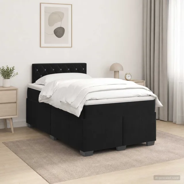 vidaXL Boxspringbed met matras Zwart 120 x 190 cm Fluweel