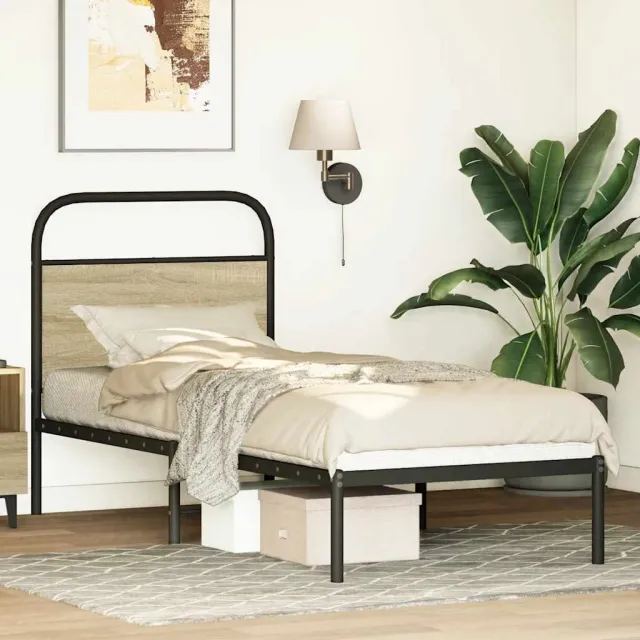 vidaXL Vervangend hoofdbord 75 cm staal en bewerkt hout sonoma eikenkleurig Bruin