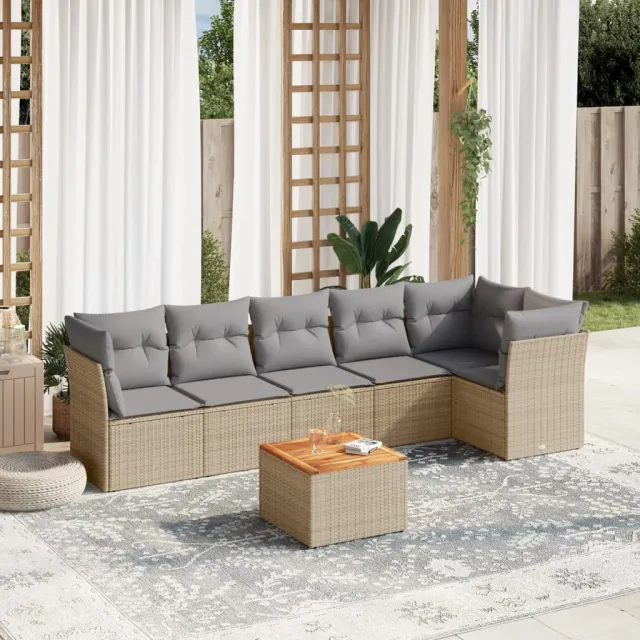 vidaXL Patio Sofa Set 6-zits Beige mix en grijs, foto 2