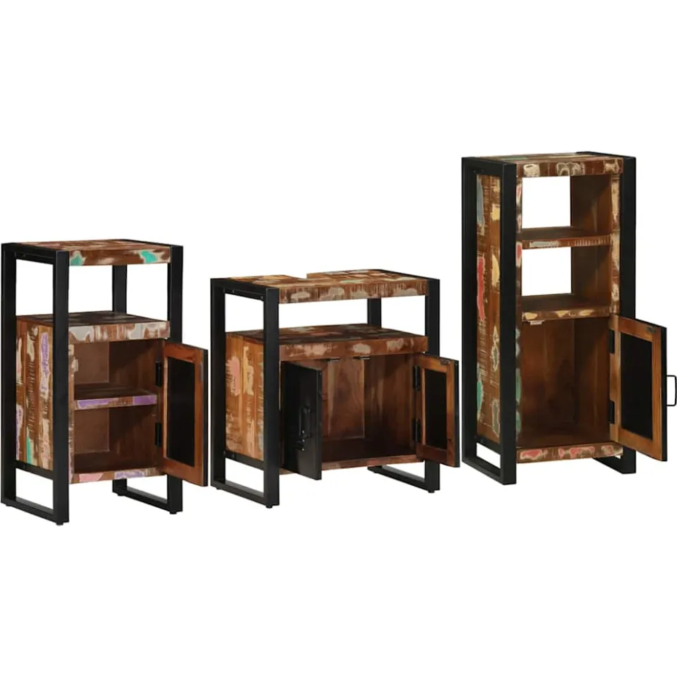 vidaXL Badkamermeubelset 3 st Multikleur en Zwart, foto 2