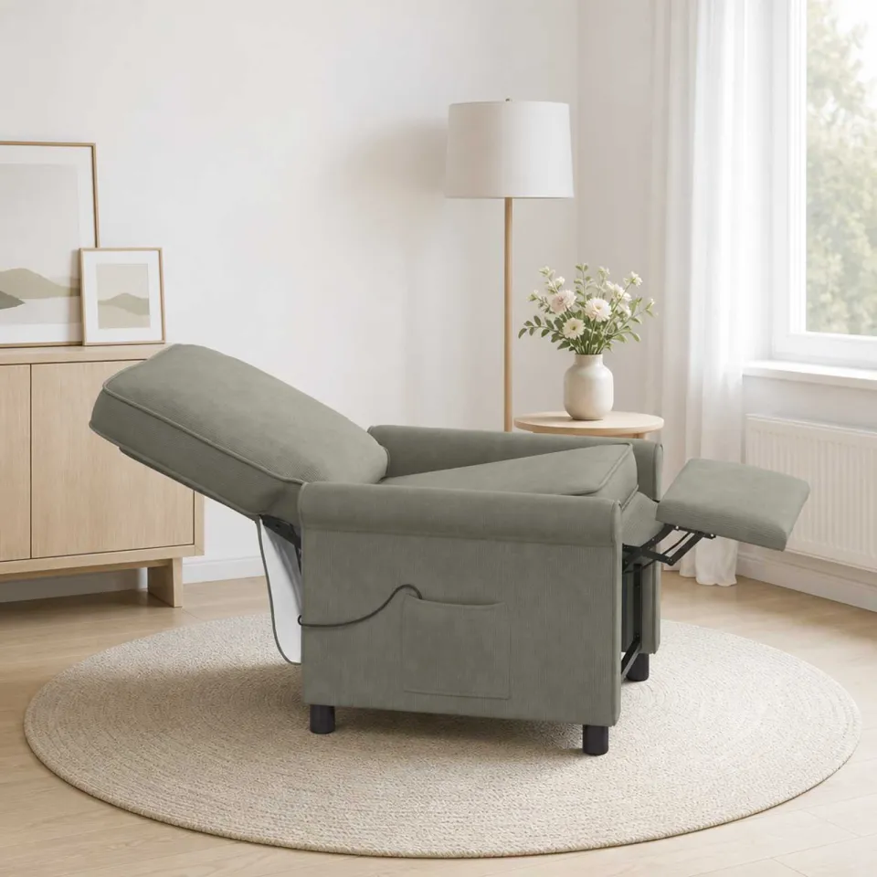 vidaXL Massage-relaxstoel Lichtgrijs 69 x 95 x 101 cm Stof, foto 4