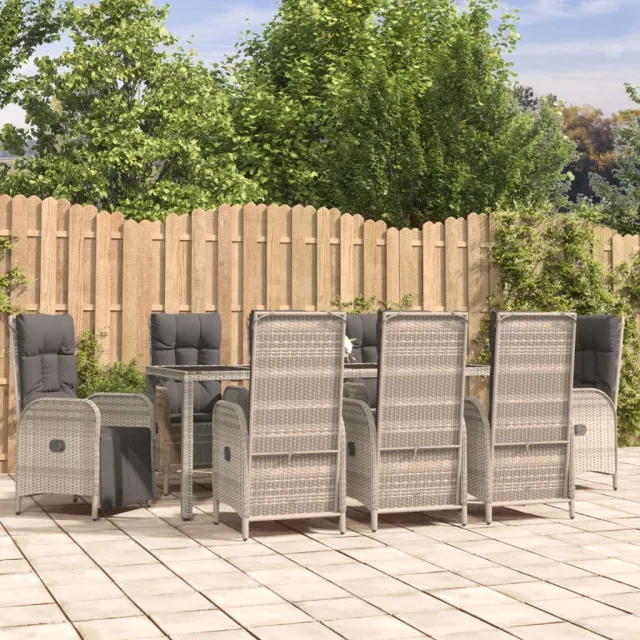 vidaXL 9-delige Tuinset met kussens poly rattan grijs, foto 2