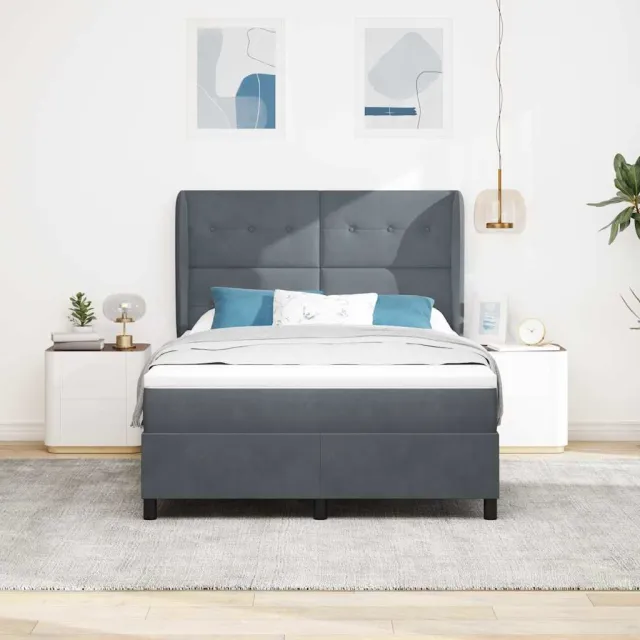 vidaXL Boxspringbed met hoofdeinde Donkergrijs 200 x 140 cm Fluweel