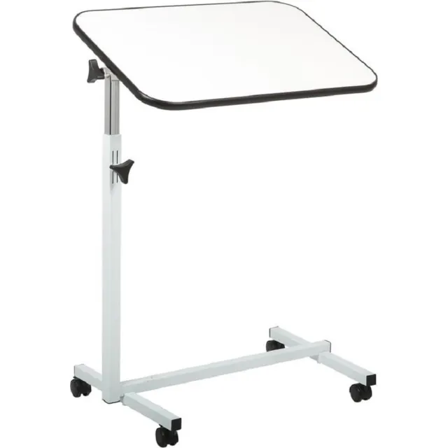 Careline bijzettafel - bedtafel - zijtafel - blad 60,5 x 40.5 cm - wit - met wielen