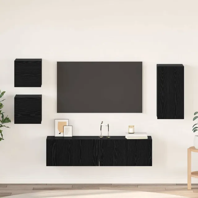 vidaXL Tv-meubelset 5 st Zwart Eiken Bewerkt hout, foto 2