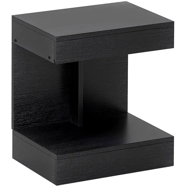 Merax Nachtkastje Zwart – Hout – Met Lade en Open Opbergvak – Moderne Bijzettafel – 40x30x46 cm