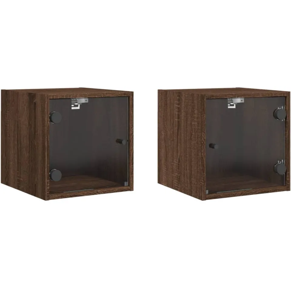 vidaXL Bedside Cabinet 2 st Brown Oak 13.8x14.6x13.8 in Bruin