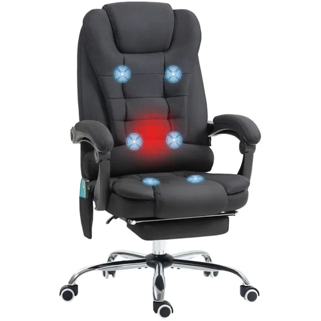 ZYLARO Ergonomische Bureaustoel met 6 Massagepunten - Massagestoel - In Hoogte Verstelbaar - 360° Draaibaar - 135° Kantelbare Rugleuning - met Voetensteun & Verwarmingsfunctie - Kantoorstoel - Gamestoel - Volwassenen Stoel - Computerstoel - Zwart