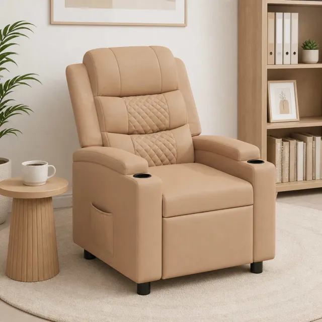 vidaXL Ligstoel Cappuccino 75 x 93 x 98 cm Stof tan, foto 2