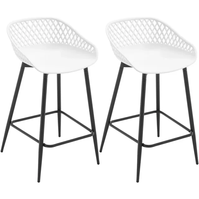 BukkitBow Moderne Kunststof Barkrukken met Open Rugleuning - Set van 2 Stuks - Wit