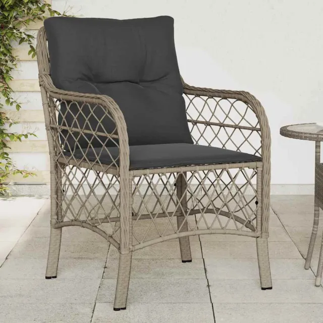 vidaXL Tuinstoelen 2 st met kussens poly rattan lichtgrijs