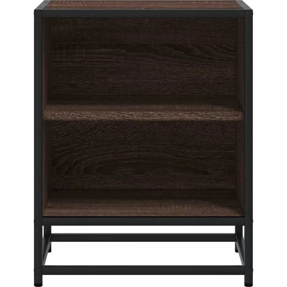 vidaXL Nachtkastje 40x31x50 cm bewerkt hout en metaal bruin eikenkleur, foto 4